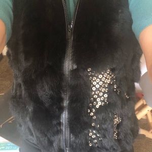 Black Rabbit Fur vest w/ studs